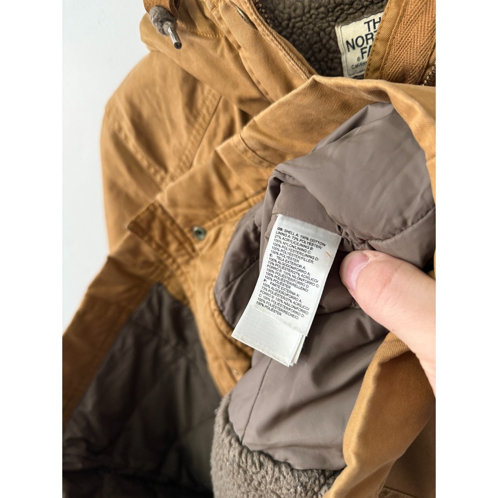 The North Face Fleece Lined Hooded Trench Jacket Wheat Women's Size Small Canvas - Picture 9 of 12